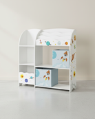 Kast voor Kinderkamer met 3 Planken en Stoffen Lades - De Vries Meubels
