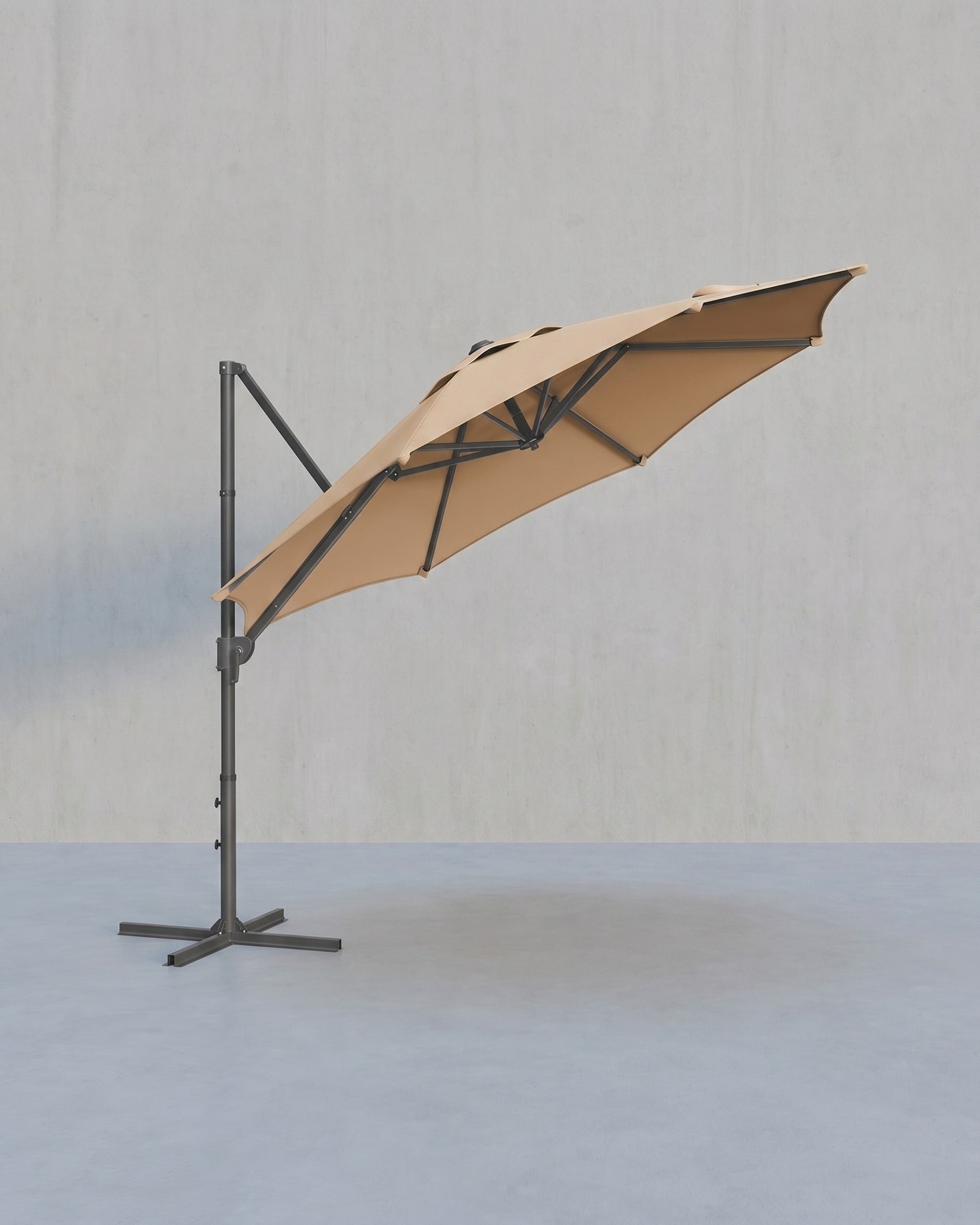 Zweefparasol 300 cm – 360° Draaibaar – Traploos Kantelbaar – UPF 50+ – Met Zwengel En Kruisvoet