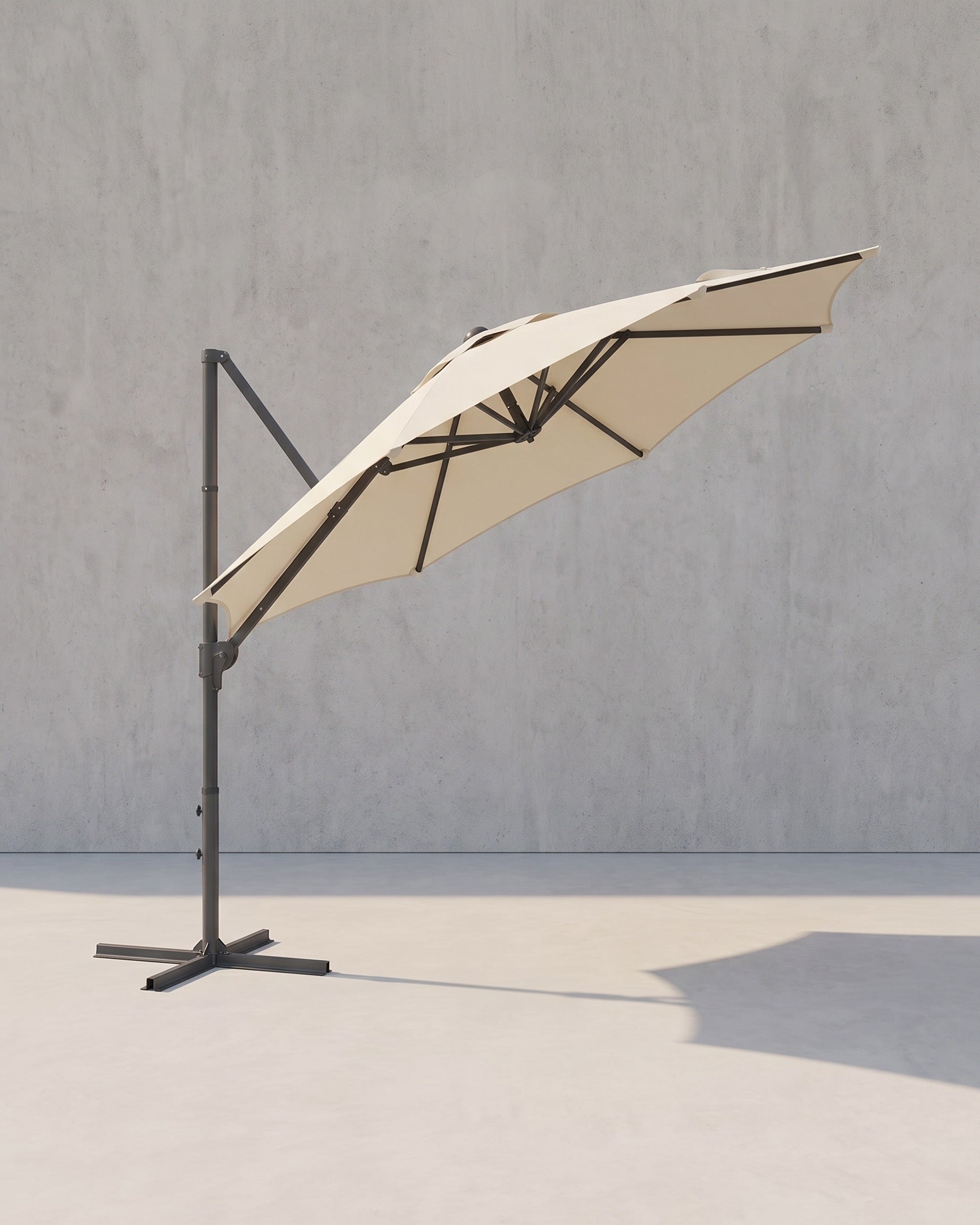 Zweefparasol 300 cm – 360° Draaibaar – Traploos Kantelbaar – UPF 50+ – Met Zwengel En Kruisvoet