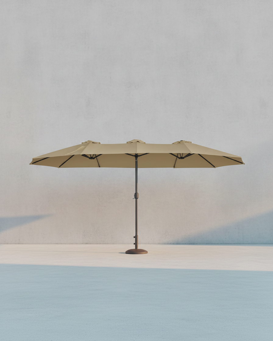 Dubbele Parasol 460 x 270 cm - Extra Groot met UV - Bescherming en Zwengel - De Vries Meubels