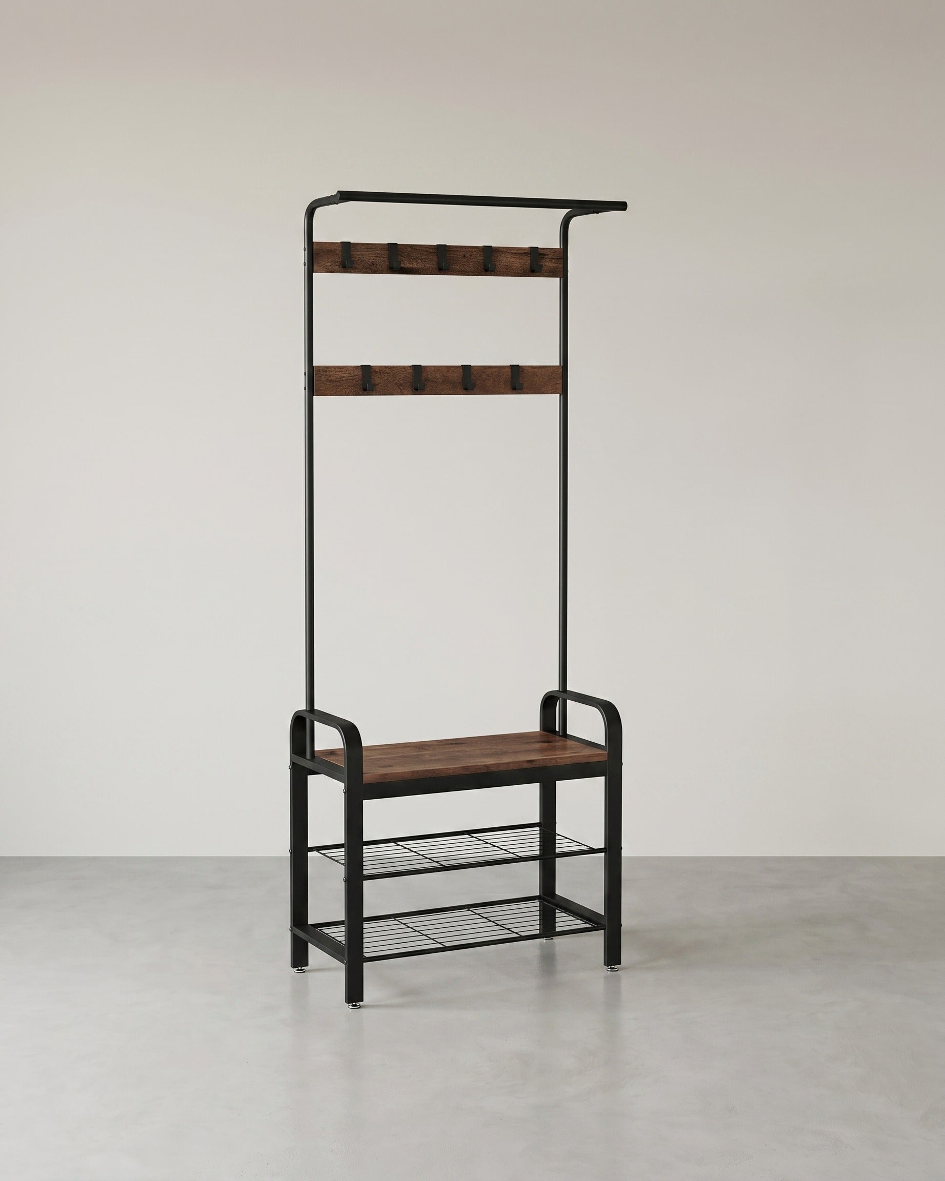 Kapstok met Schoenenrek – Industrieel Design – Hout & Metaal