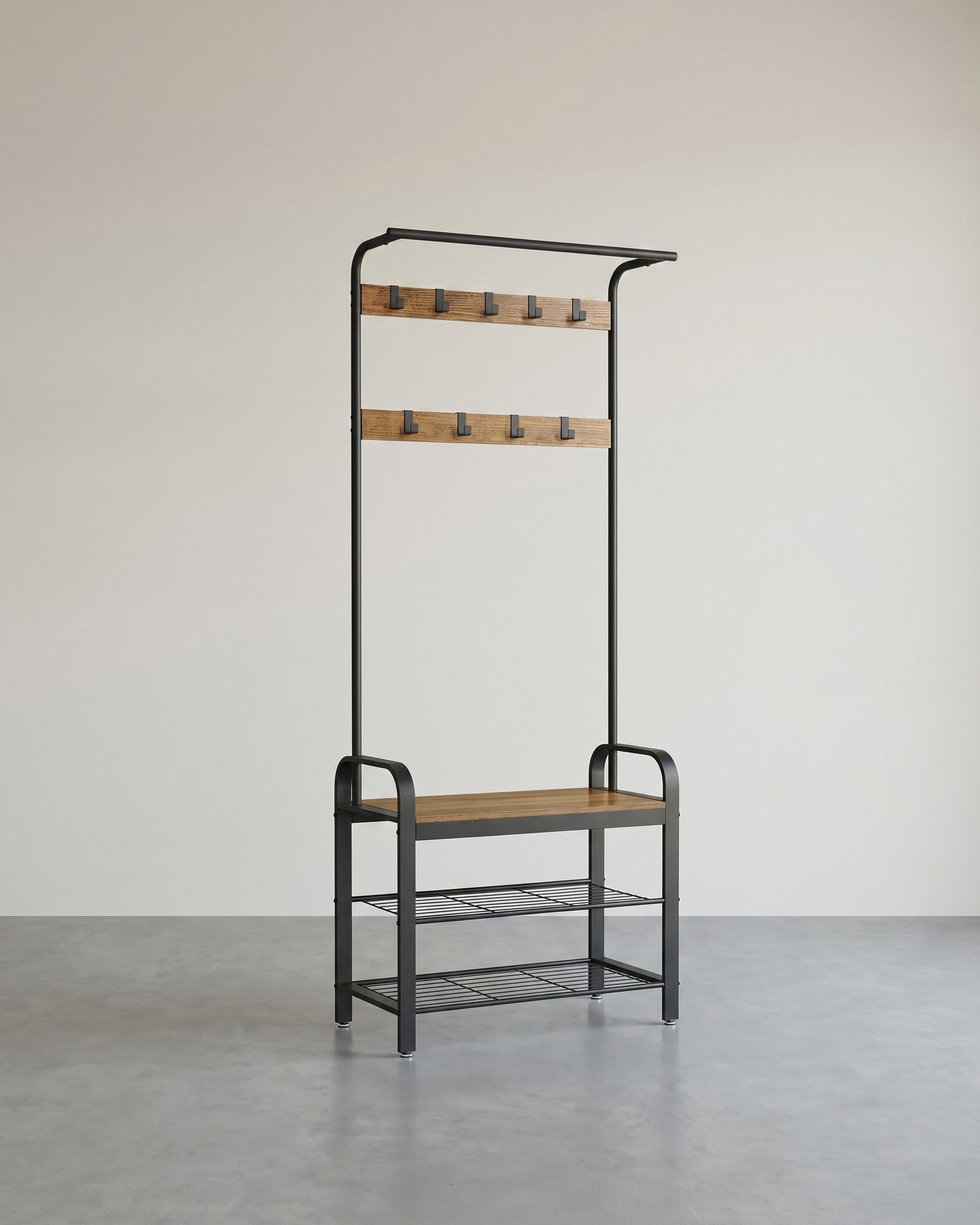 Kapstok met Schoenenrek – Industrieel Design – Hout & Metaal