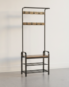 Kapstok met Schoenenrek – Industrieel Design – Hout & Metaal - De Vries Meubels