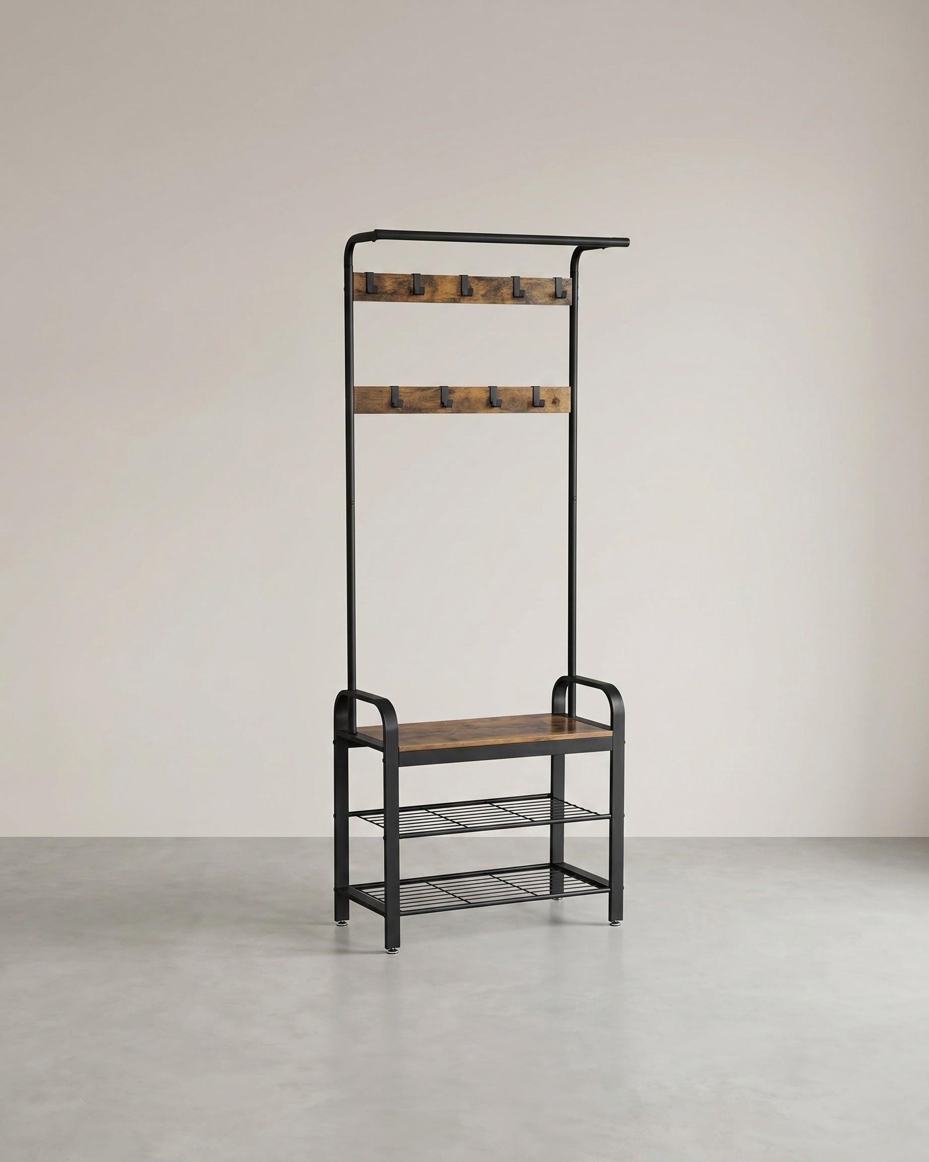 Kapstok met Schoenenrek – Industrieel Design – Hout & Metaal - De Vries Meubels