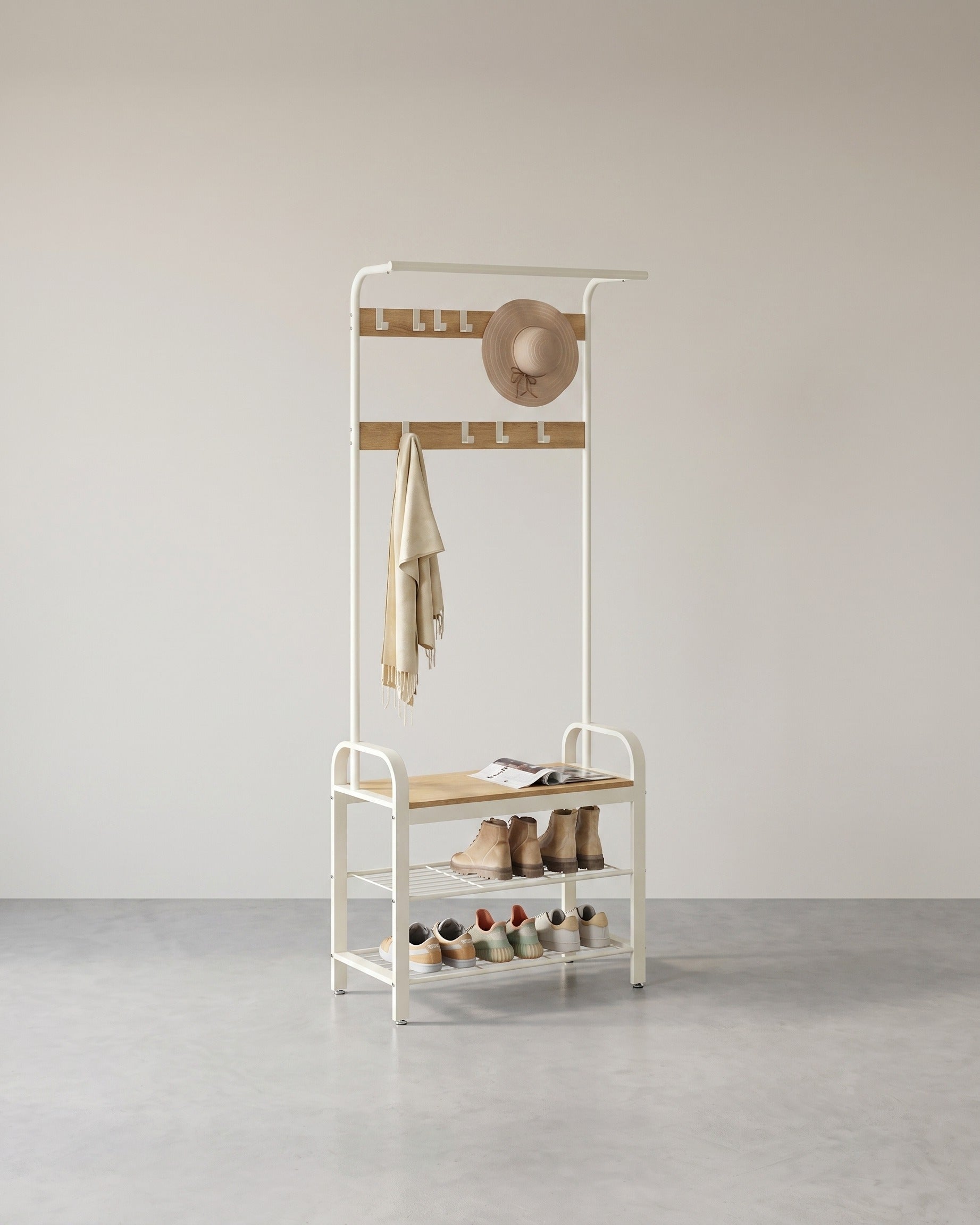 Kapstok met Schoenenrek – Industrieel Design – Hout & Metaal
