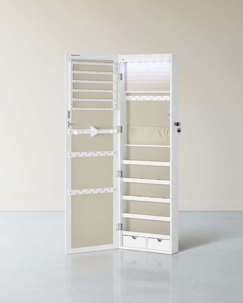 Hanggende Sieradenspiegelkast met Opbergruimte - Elegant & Functioneel - De Vries Meubels