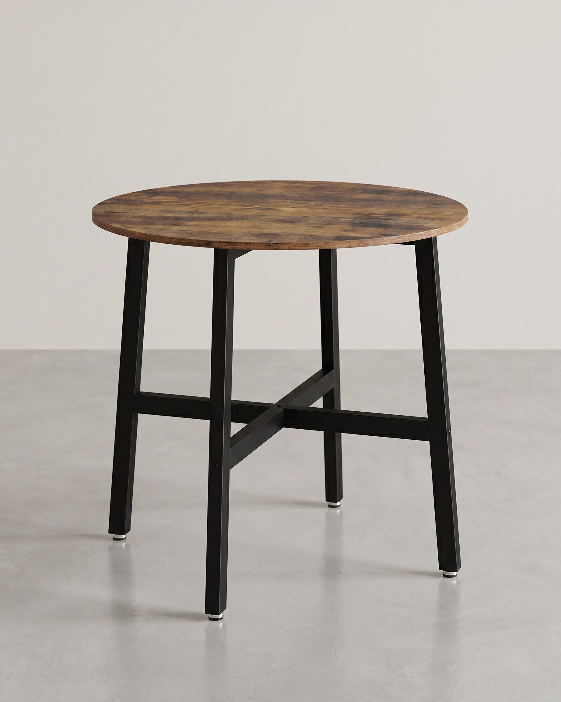 Ronde Eettafel – Industrieel Design – Ø 80 cm – Vintage Bruin-Zwart – ALINRU Collectie