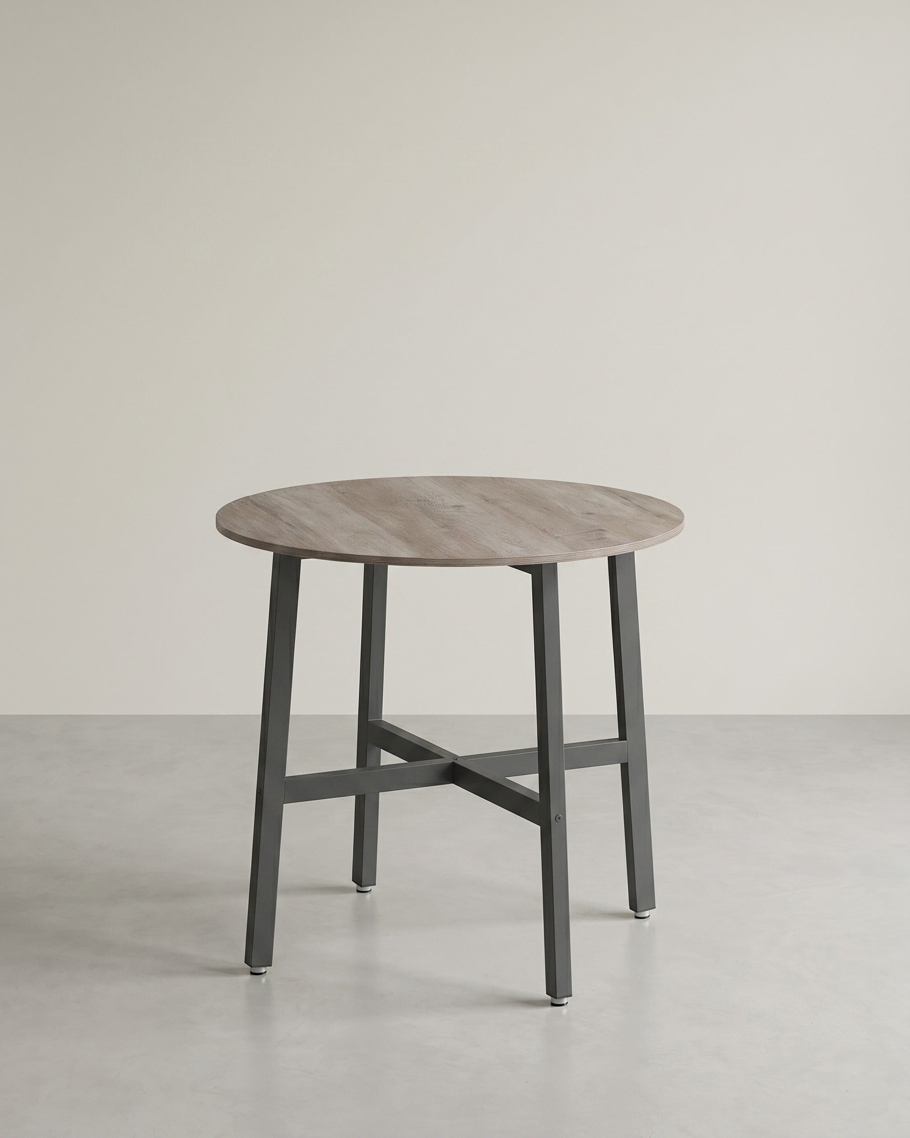 Ronde Eettafel – Industrieel Design – Ø 80 cm – Vintage Bruin-Zwart – ALINRU Collectie
