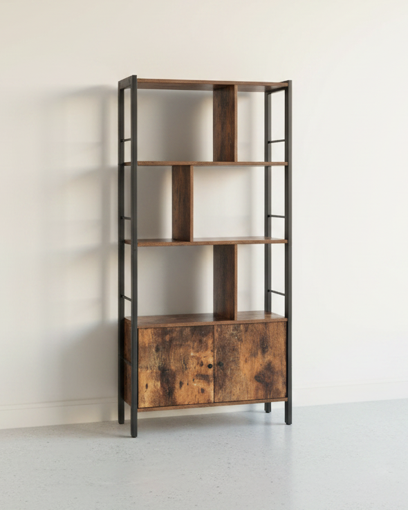 Industriële Boekenkast met Zigzag Design – Stijlvol & Functioneel - De Vries Meubels