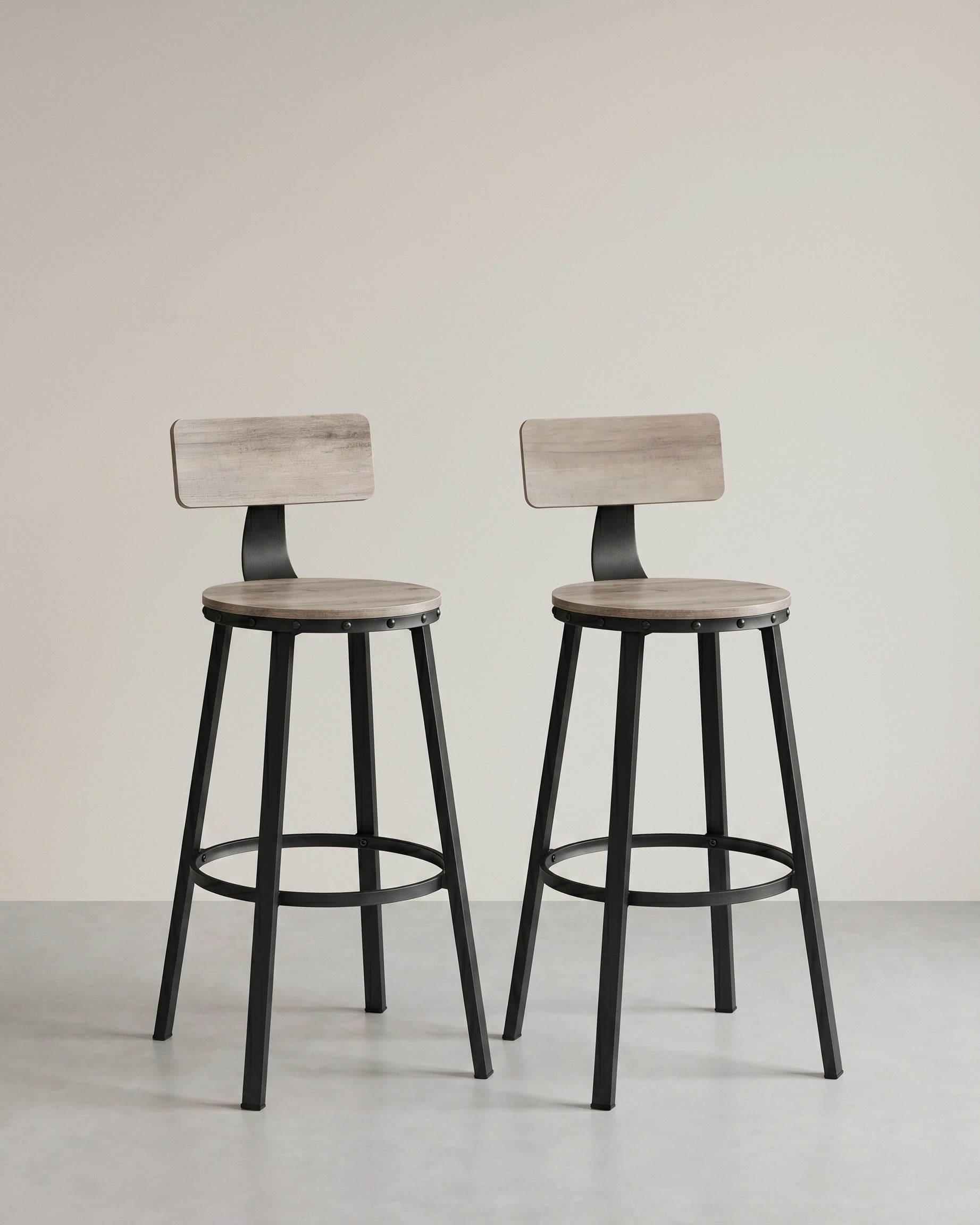 Industriële Barstoelen - Set van 2 - Vintage Houten Zitvlak