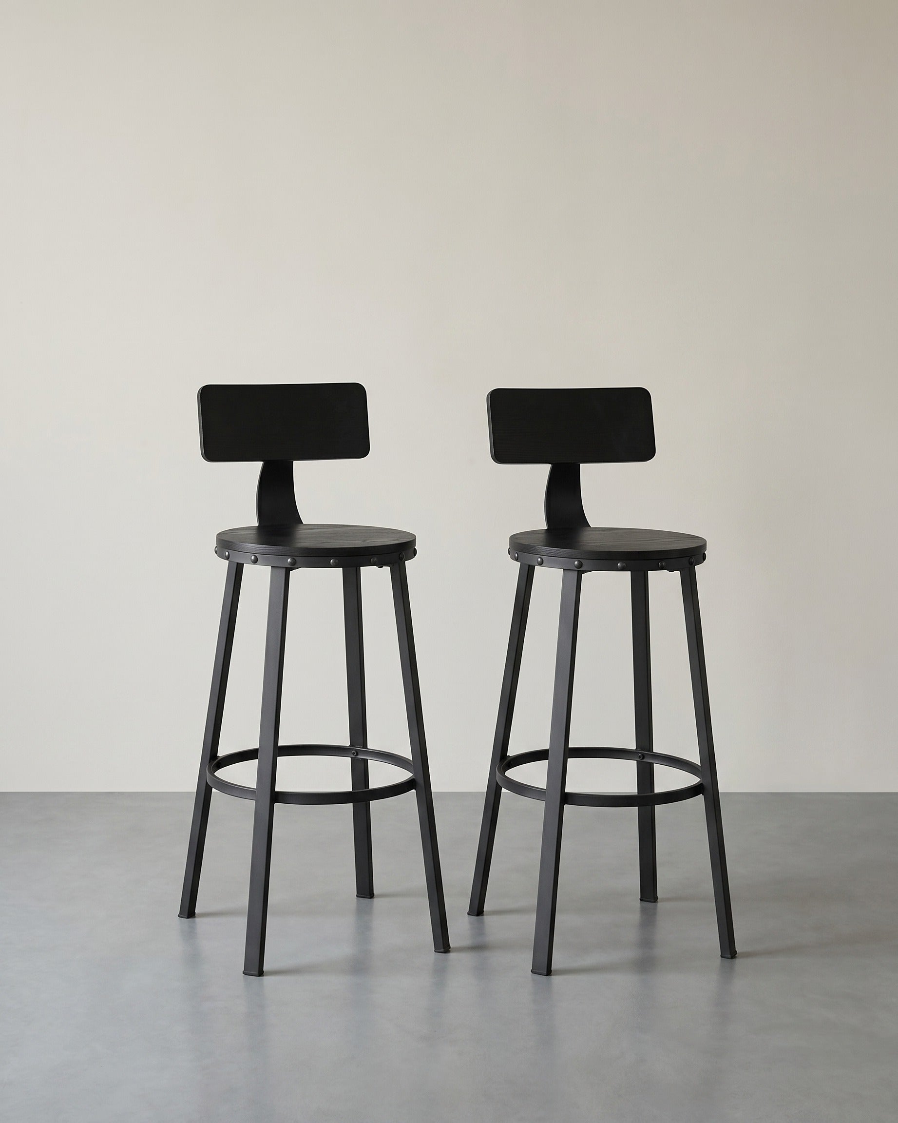 Industriële Barstoelen - Set van 2 - Vintage Houten Zitvlak