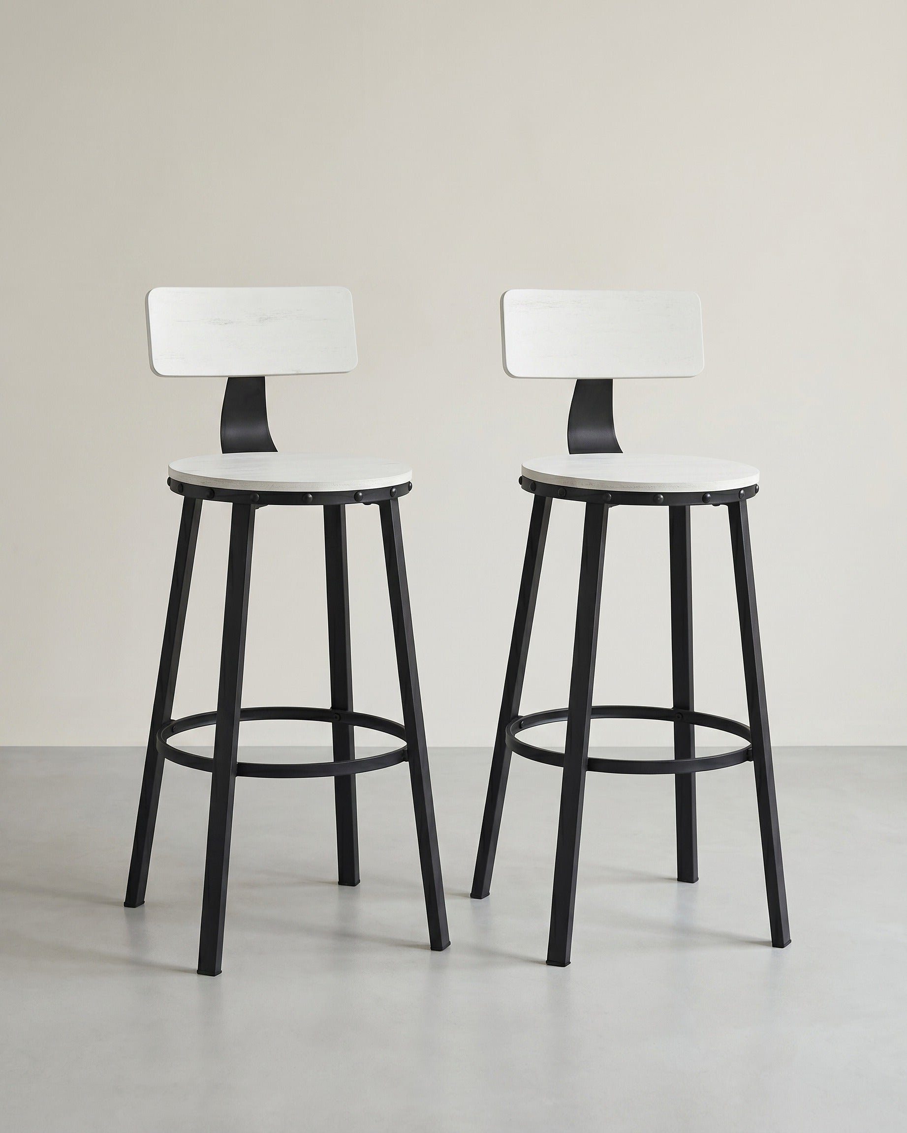 Industriële Barstoelen - Set van 2 - Vintage Houten Zitvlak