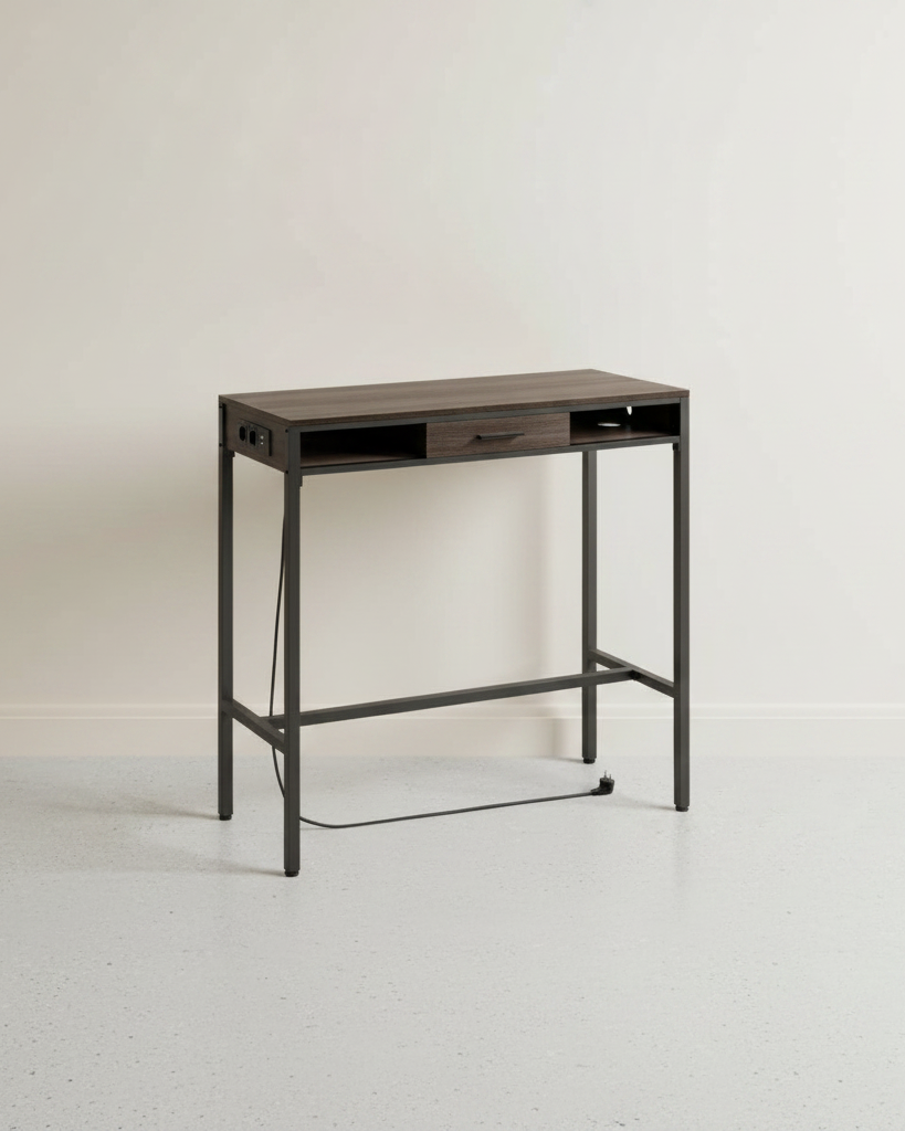 Bartafel met Schuiflade en USB - Aansluitingen - Bijzettafel met Stopcontact - Haltafel - De Vries Meubels