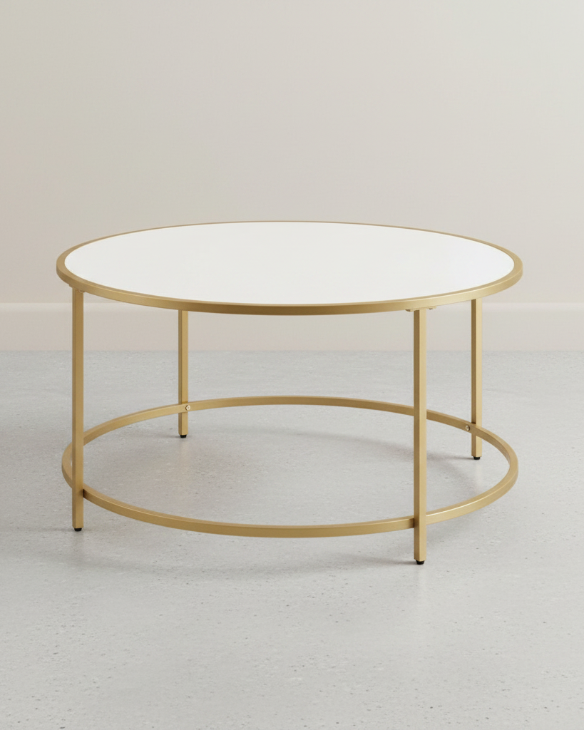 Salontafel met Rond Goudkleurig Frame – Elegante Blikvanger voor de Woonkamer - De Vries Meubels