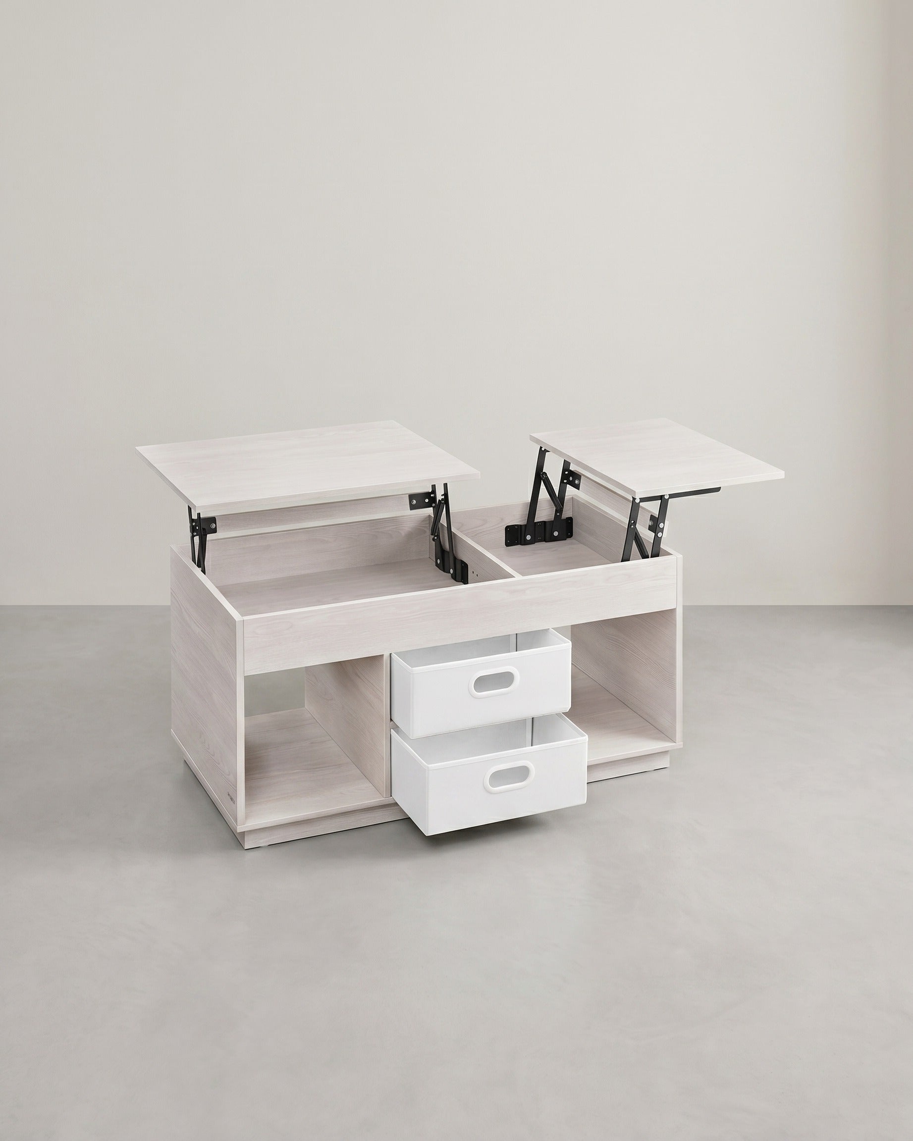 Salontafel met Lift-Top – Moderne Koffietafel met Verstelbaar Tafelblad – Verborgen Opbergruimte & Lades – 100 cm – Hout & Staal