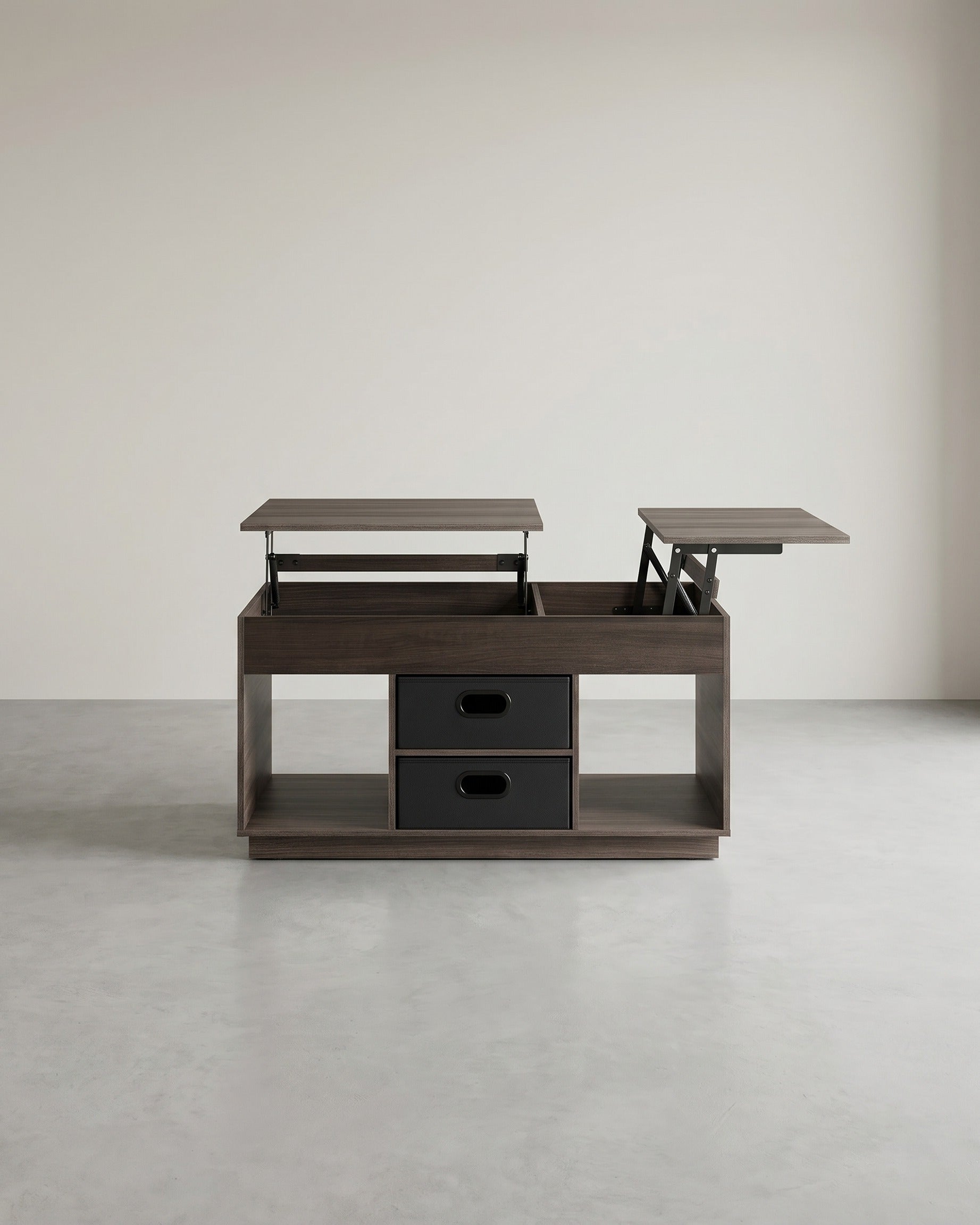 Salontafel met Lift-Top – Moderne Koffietafel met Verstelbaar Tafelblad – Verborgen Opbergruimte & Lades – 100 cm – Hout & Staal