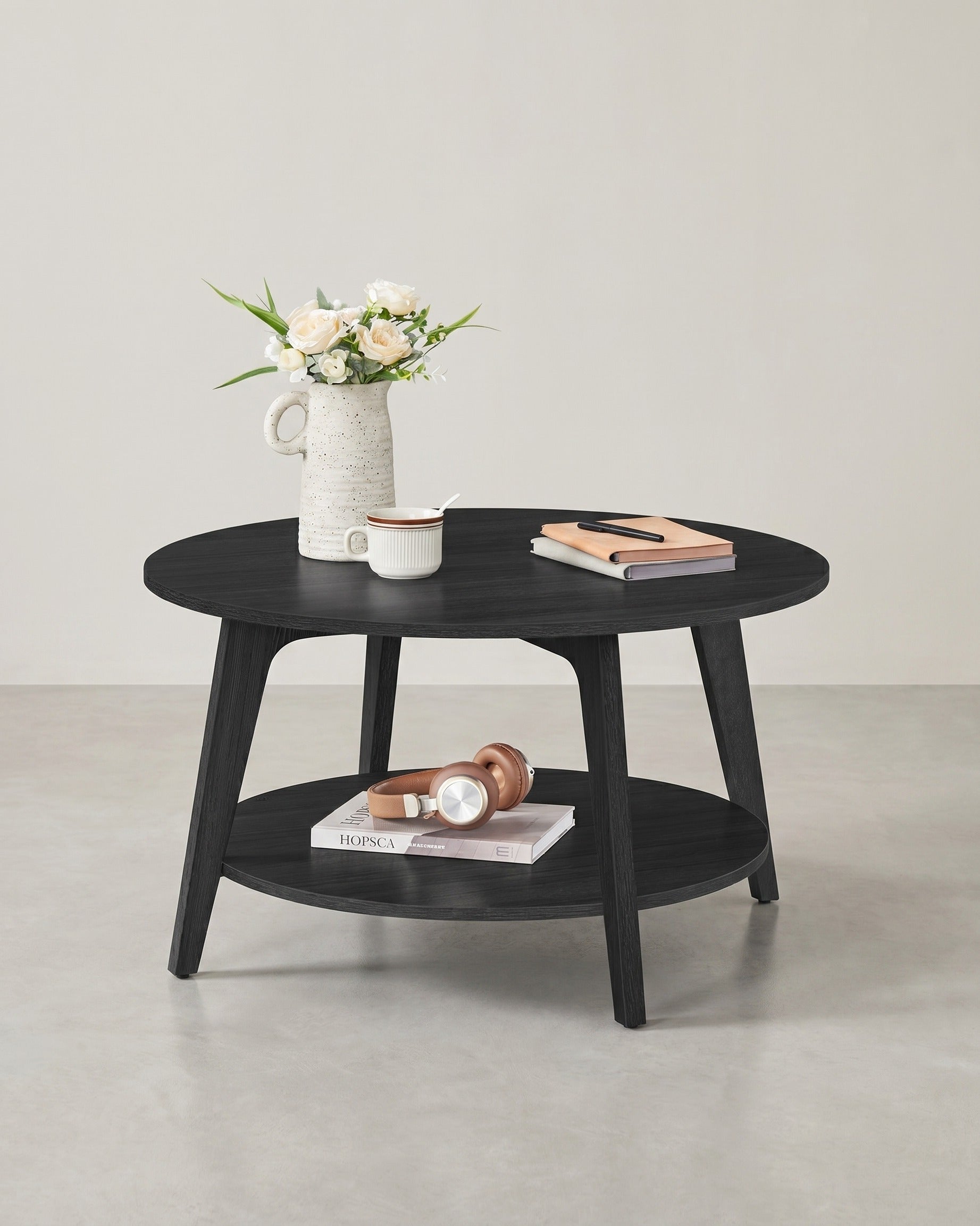 Salontafel – 2 Niveaus – Spaanplaat en MDF – Eenvoudige montage – 80 cm Rond