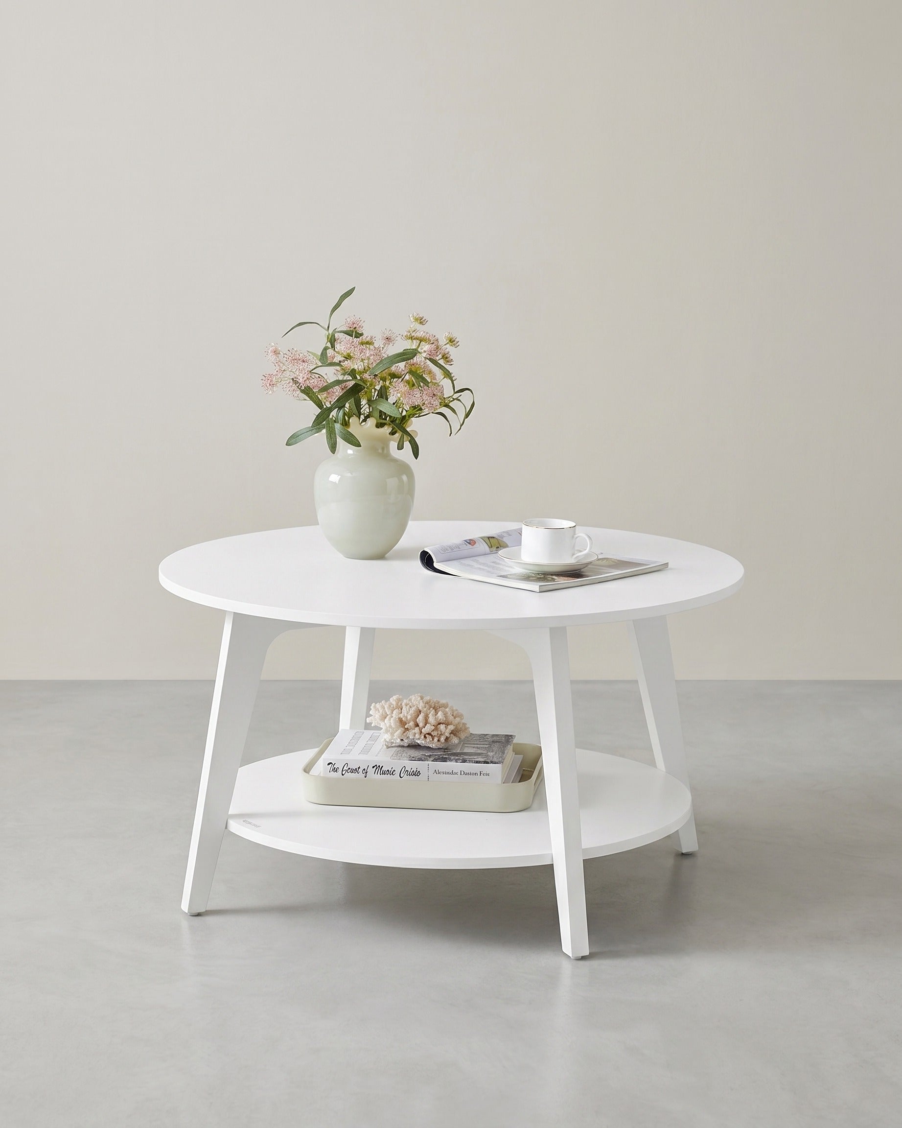 Salontafel – 2 Niveaus – Spaanplaat en MDF – Eenvoudige montage – 80 cm Rond
