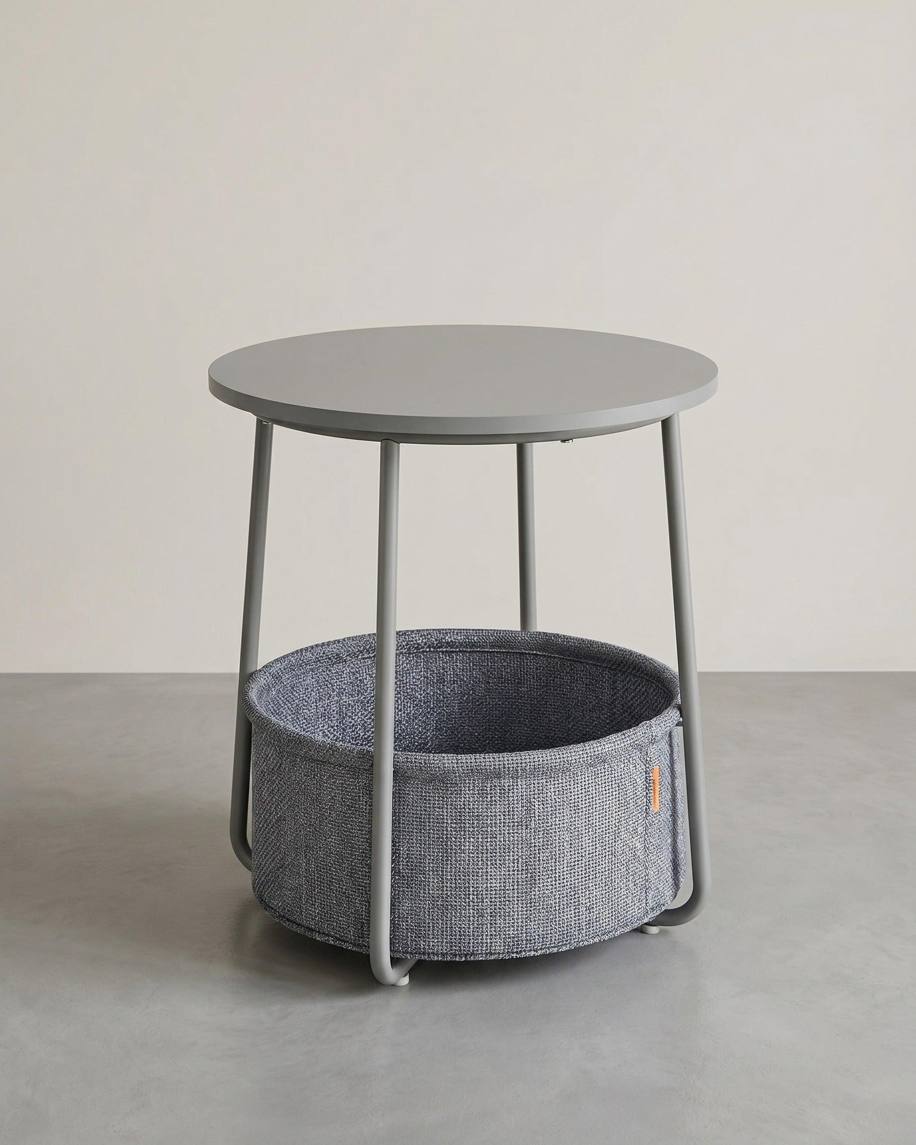 Moderne Ronde Bijzettafel met Opbergmand
