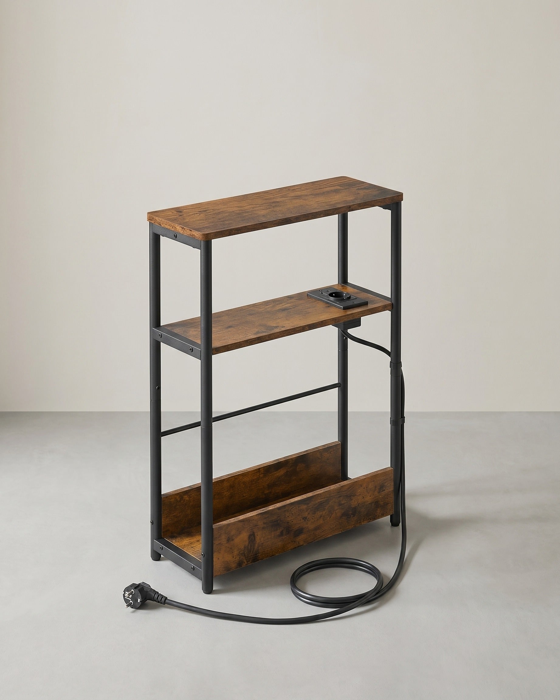 Bijzettafel – Smal – 3 Planken – Oplaadfunctie
