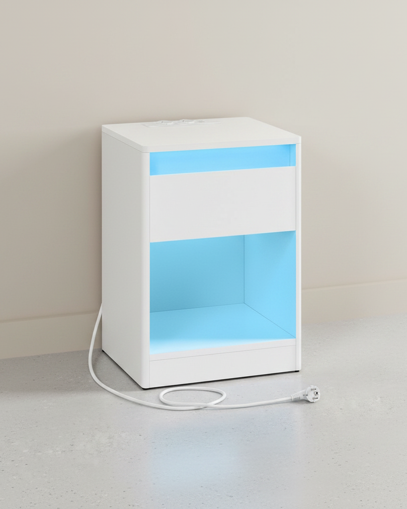 Moderne Nachtkast met LED - Verlichting en Stopcontacten - USB - aansluiting - De Vries Meubels