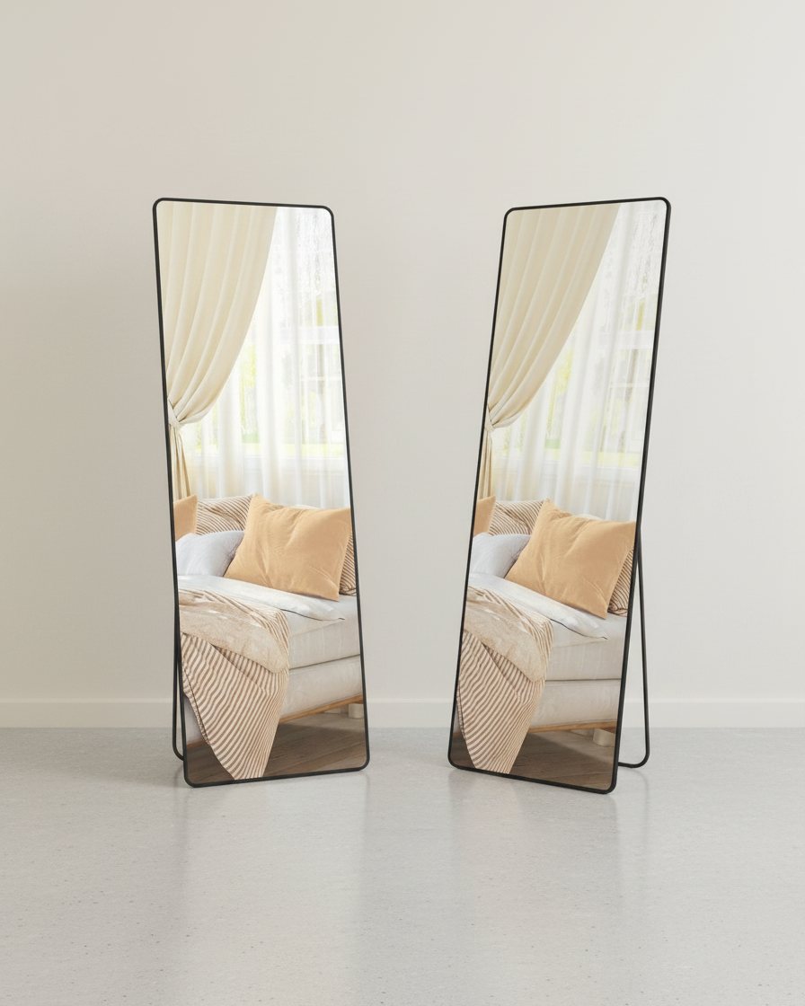 Staande Spiegel 160 x 50 cm – Rechthoekig Design – Vrijstaand of Wandmontage - De Vries Meubels