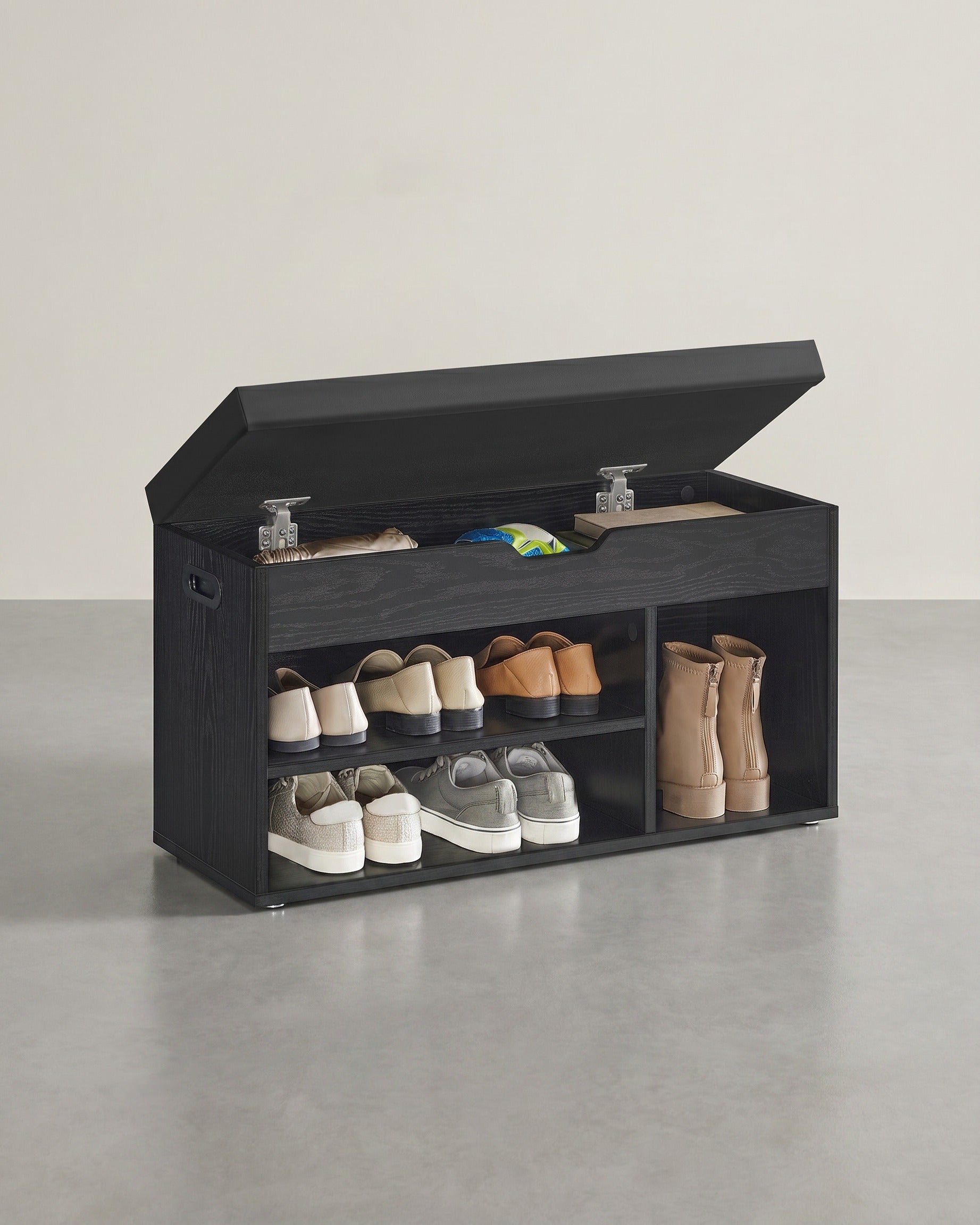 Schoenenopbergruimte – Schoenenbank met Zitting – Opbergbank met 3 Open Vakken – 30 x 80 x 44 cm – Draagvermogen tot 150 kg