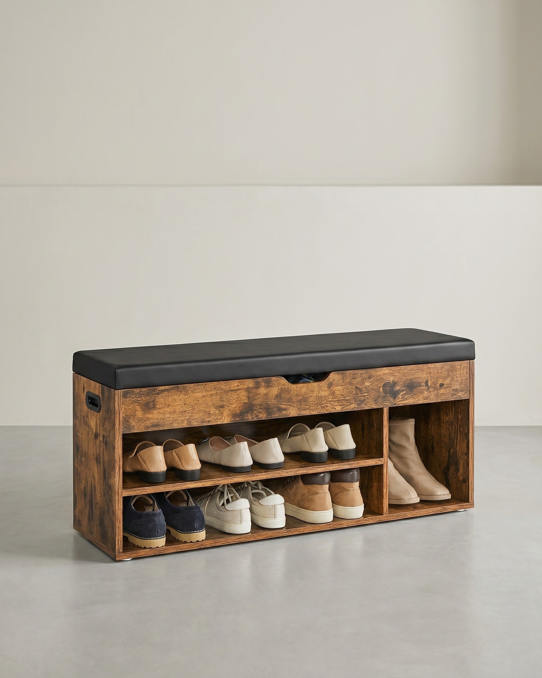 Schoenenopbergruimte – Schoenenbank met Zitting – Opbergbank met 3 Open Vakken – 30 x 80 x 44 cm – Draagvermogen tot 150 kg