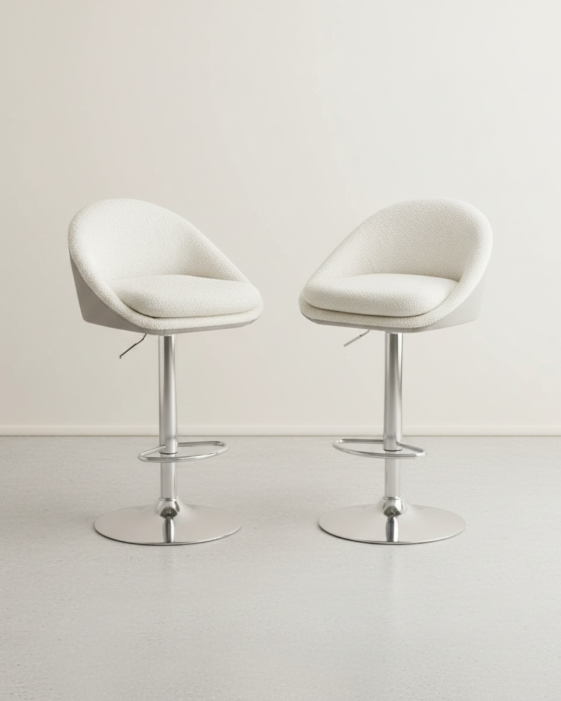 Set van 2 Luxe Barstoelen - Bouclé - Fluweel - Verstelbaar - De Vries Meubels