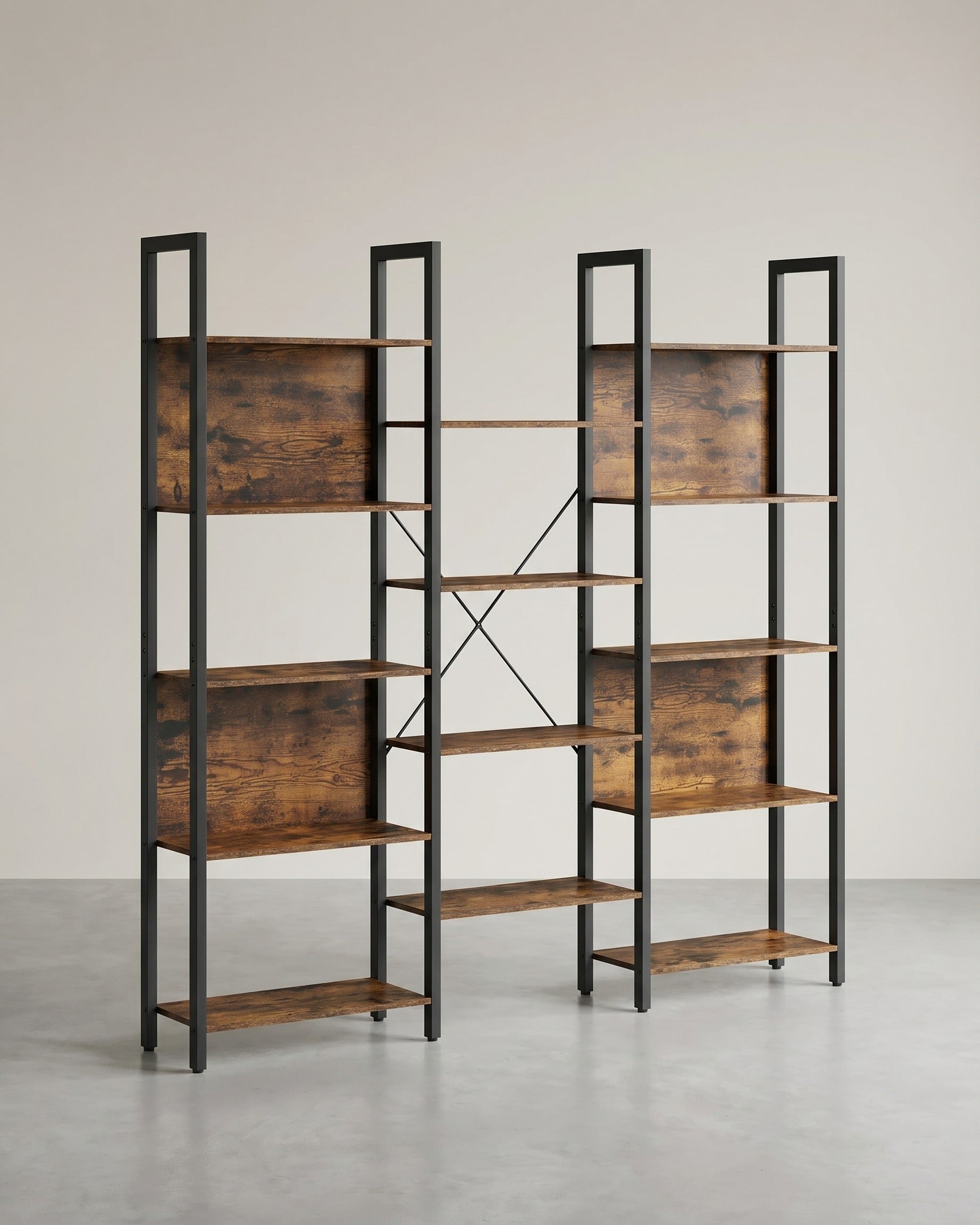 Boekenkast Industrieel - Ladderrek - 14 Planken - Stabiel Metalen Frame