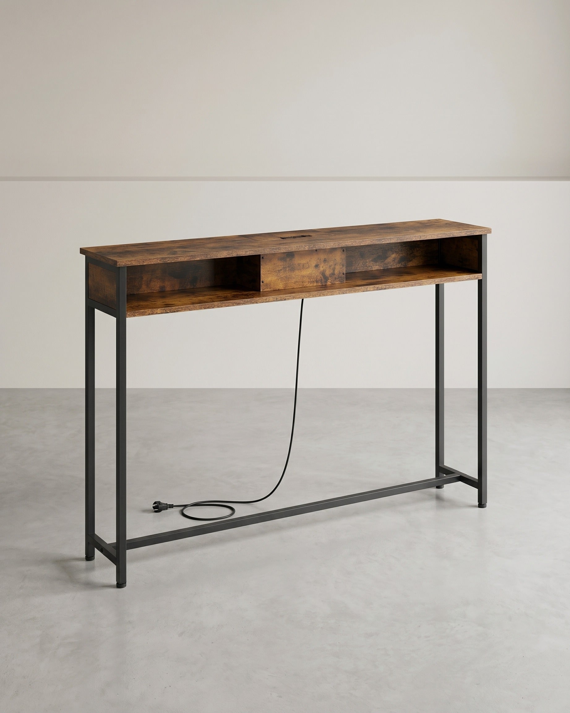 Consoletafel – Met Geïntegreerde Stopcontacten – Ruimtebesparend – 2 Vakken
