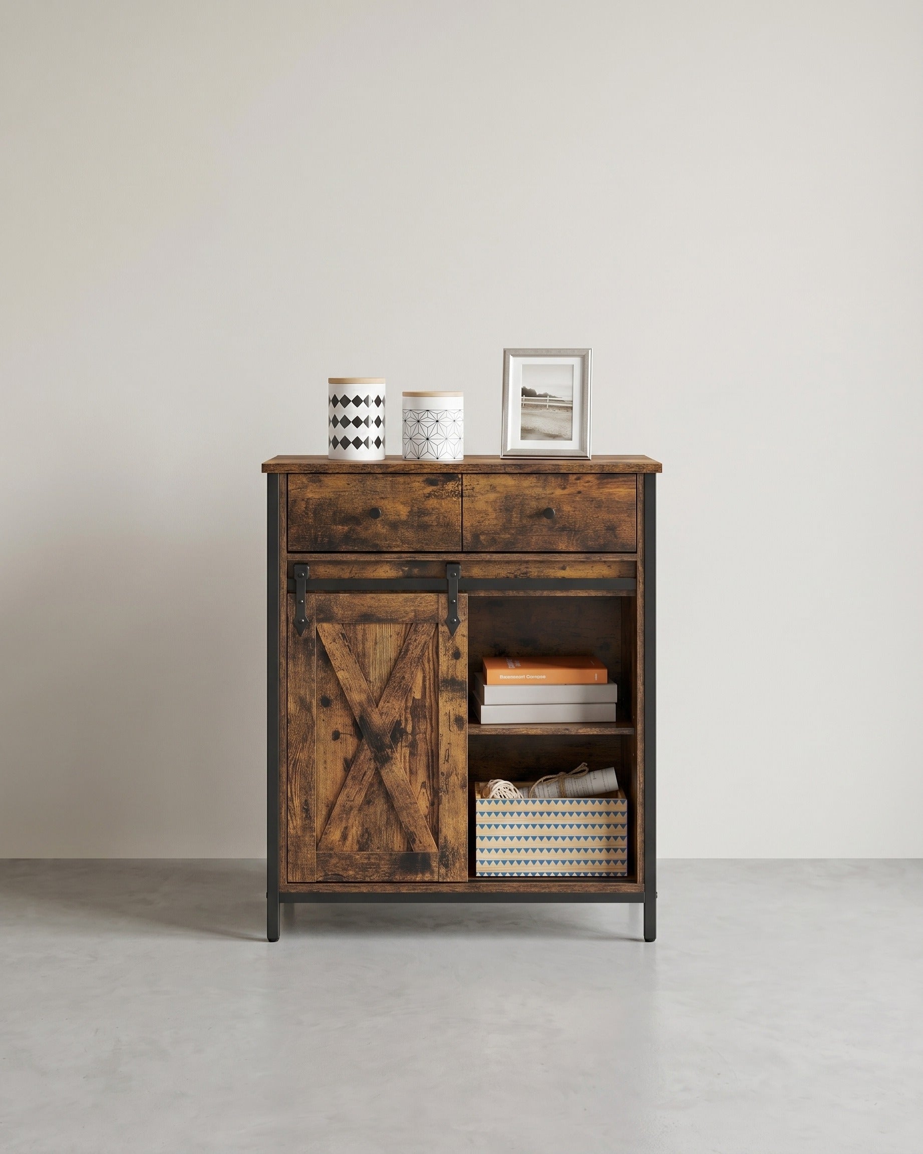 Industrieel Dressoir met Schuifdeur – 70 x 30 x 80 cm