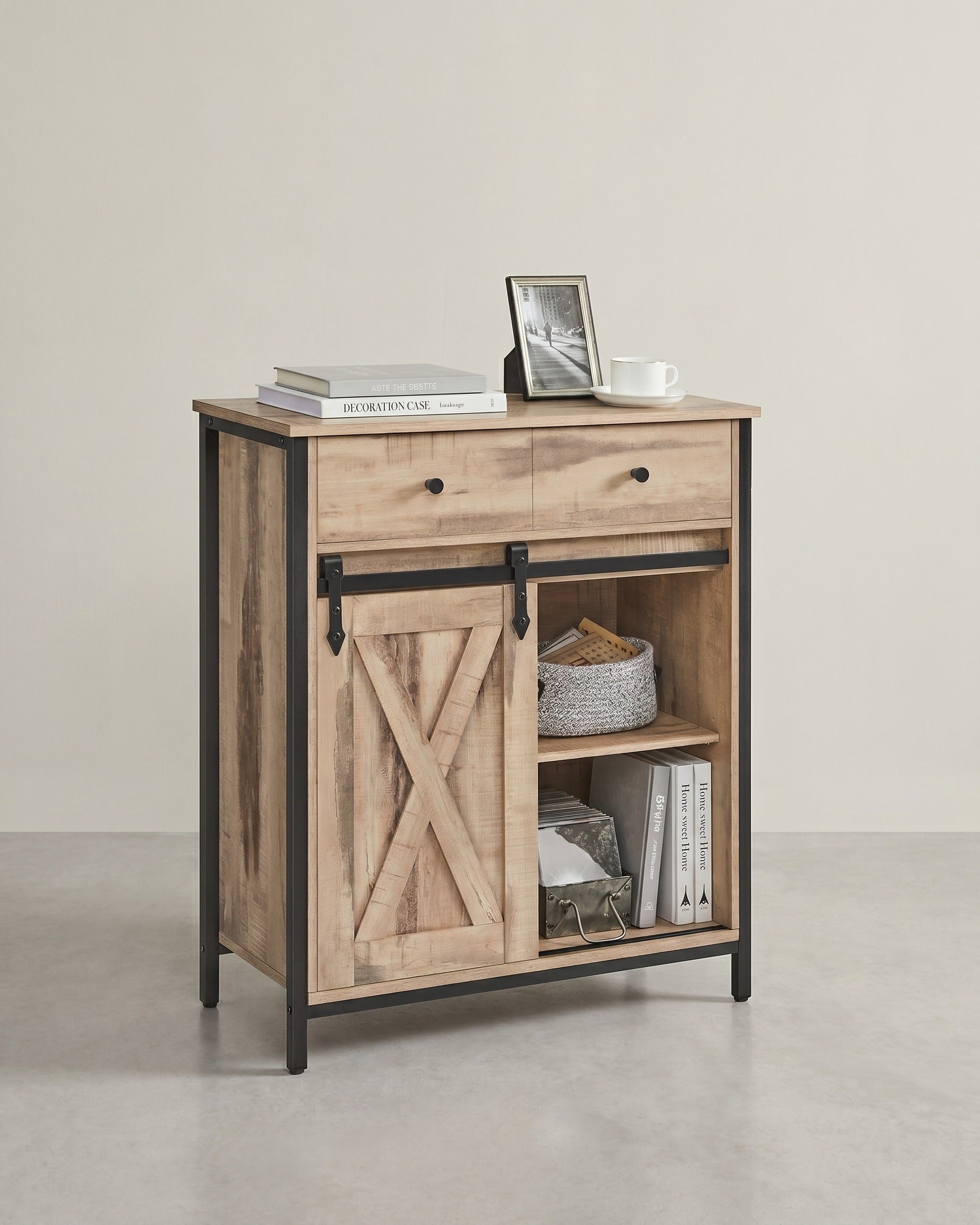 Industrieel Dressoir met Schuifdeur – 70 x 30 x 80 cm