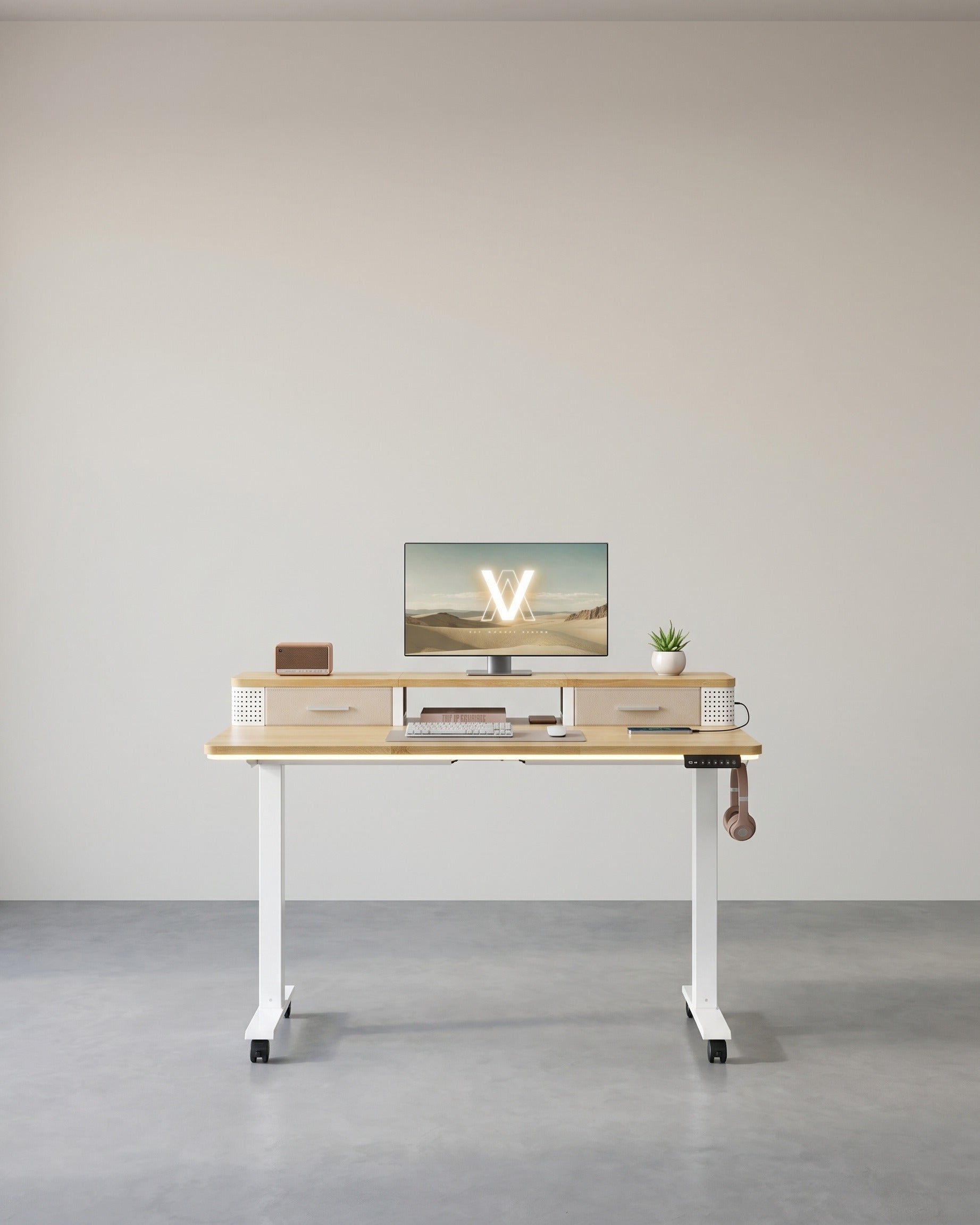 Elektrisch Sta Bureau met LED - Gamebureau - Met Stopcontact & USB-aansluiting