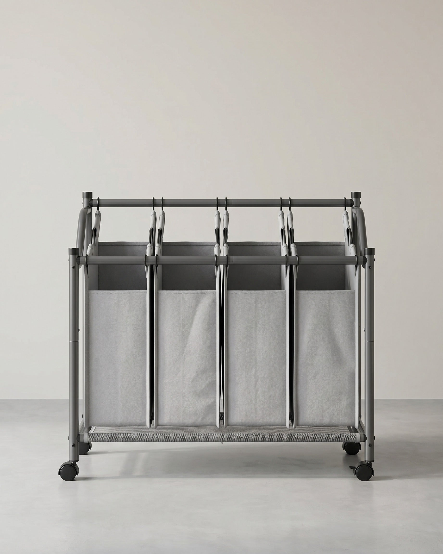 Wasmand met 4 Afneembare Zakken - Wasverzamelaar - met Wieltjes - Wasscheiding