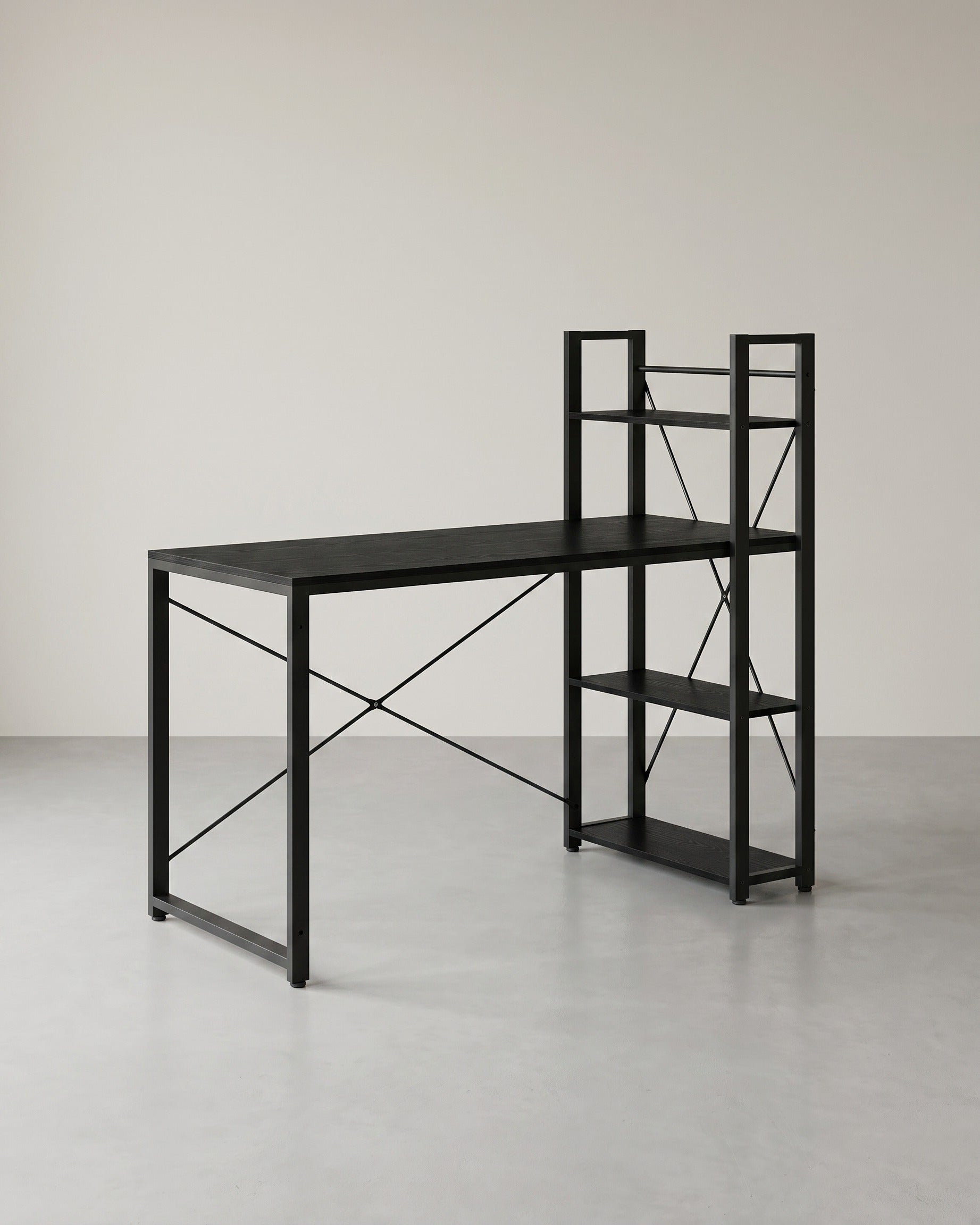 Industrieel Bureau met 3 Legplanken – 120 cm – Rechts of Links Monteerbaar – Verstelbare Voeten – Tot 50 kg Draagvermogen