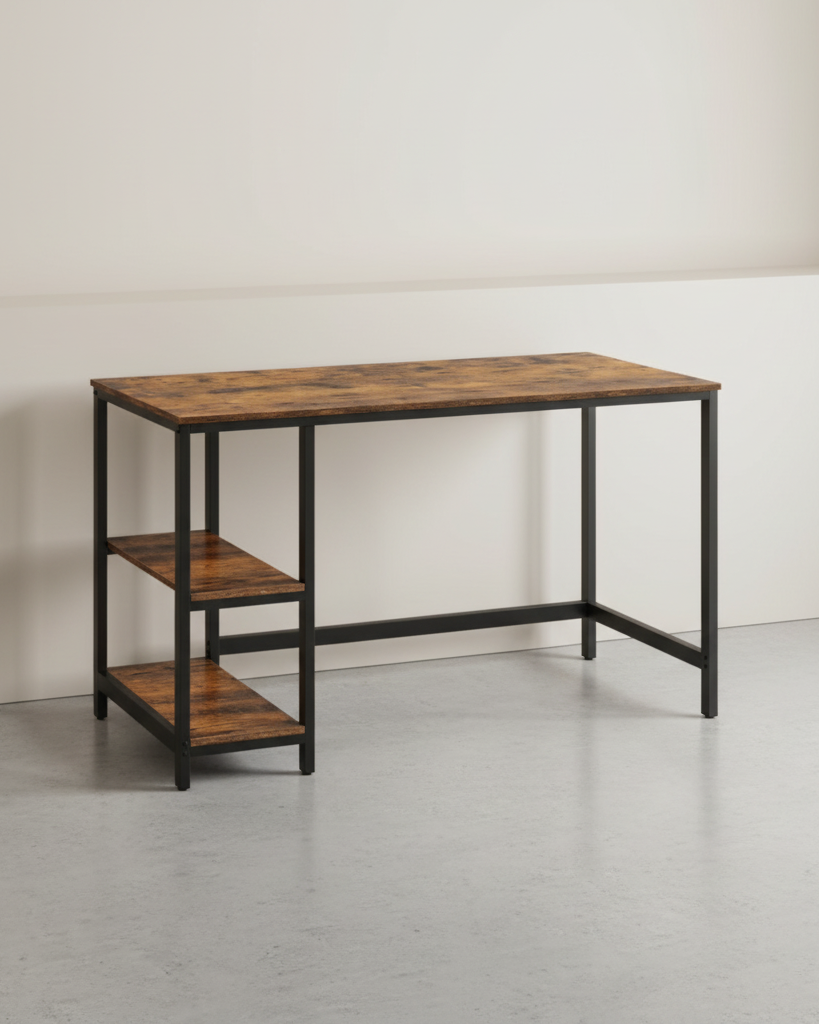 Bureau - Computertafel - Bureautafel met 2 legplanken rechts of links - Industrieel ontwerp - De Vries Meubels