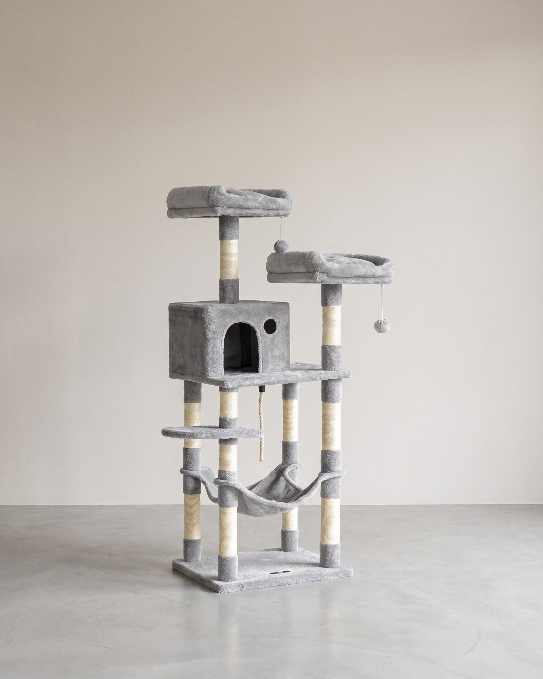 Kattenkrabpaal met Hangmat en Uitzichtplatforms – Comfortabele en Stabiele Krabtoren voor 1 tot 2 Katten