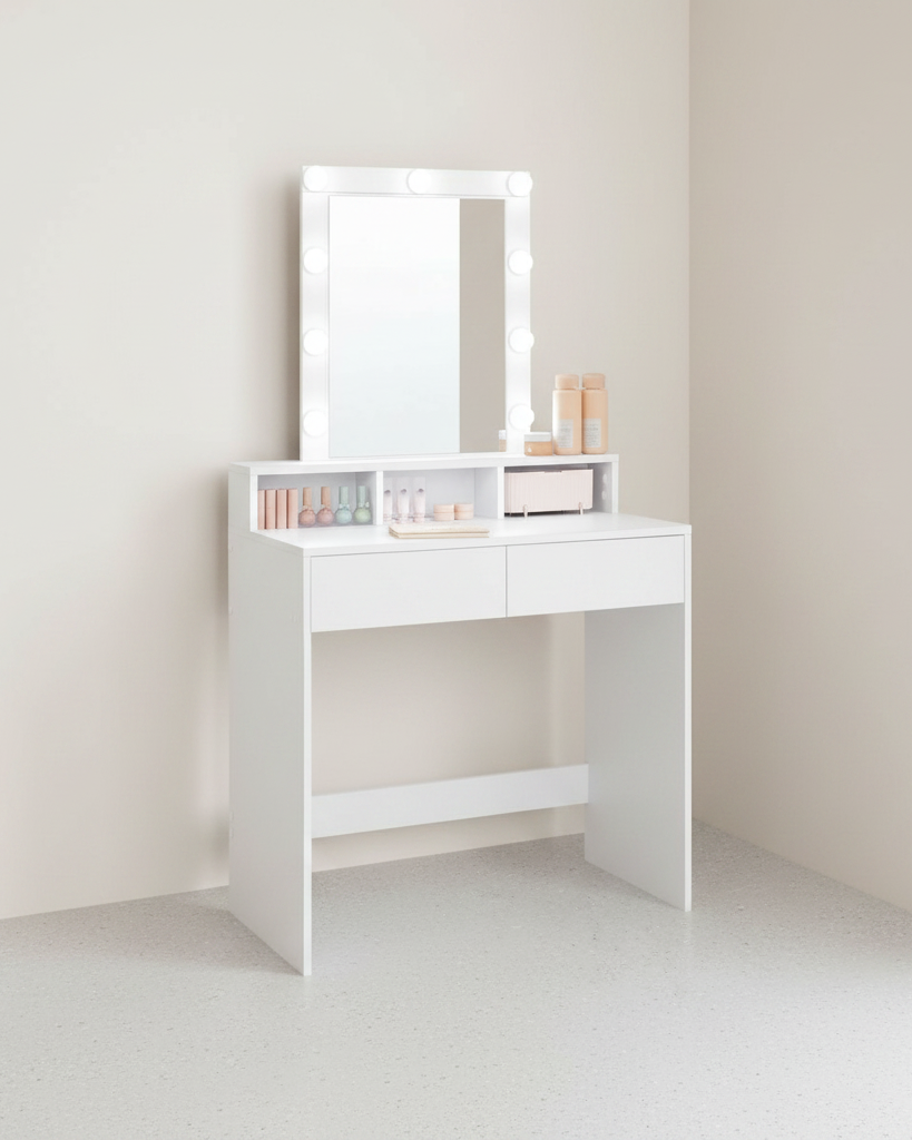 Kaptafel met Verlichting - Make - up tafel - Kaptafel met Lade en Spiegel - De Vries Meubels