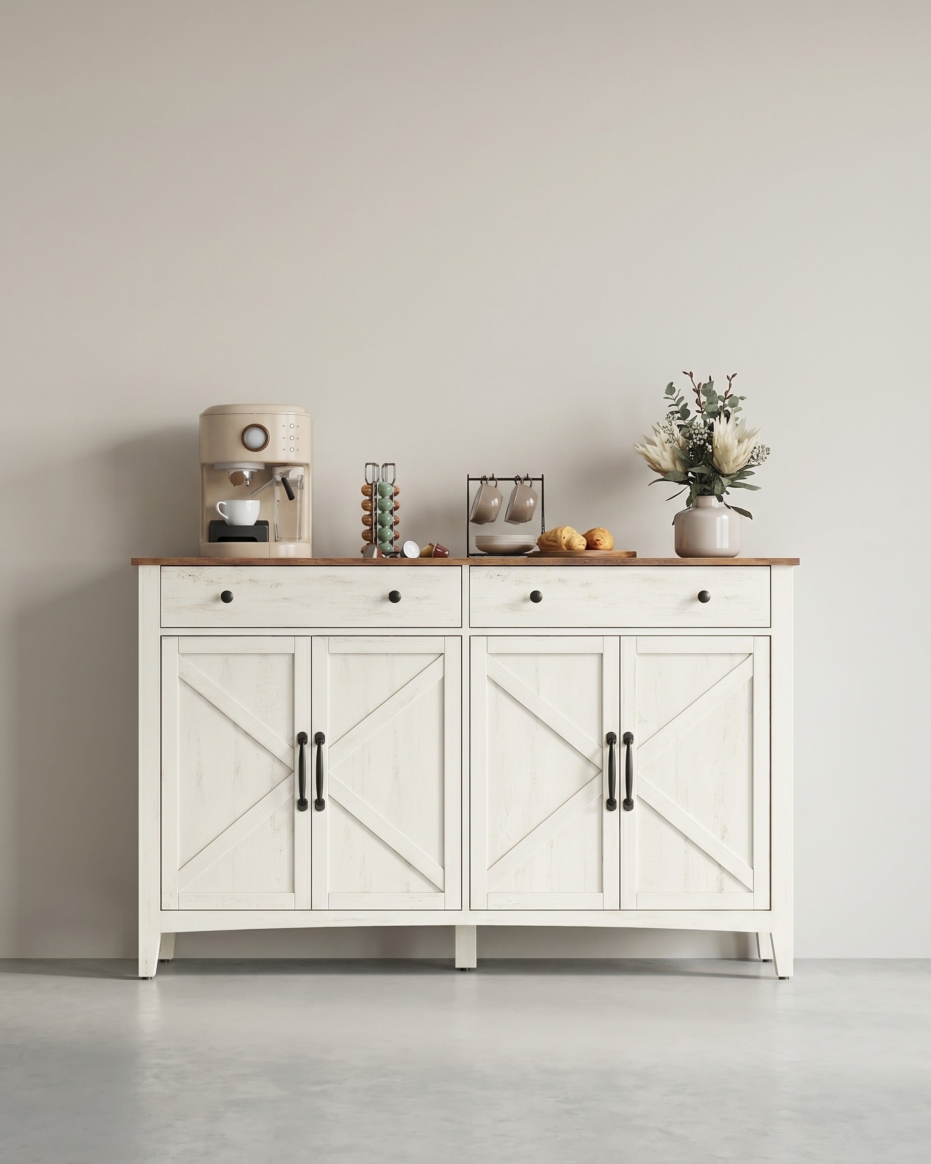 Dressoir met Deurtjes en Lade – Landhuisstijl – Keukenkast met Verstelbare Planken