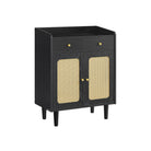 BOHO Buffet Cabinet, Drawers, Adjustable Shelf, Solid Wood Legs, Woven Design, Cable Holes