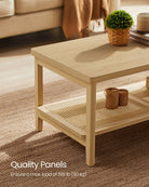 BOHO Coffee Table - Rattan Shelf - MDF Top - Rectangular Design