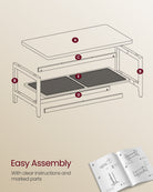 BOHO Coffee Table - Rattan Shelf - MDF Top - Rectangular Design