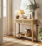 BOHO Console Table - Rattan Drawer Front - 2 Drawers - Open Shelf - Entryway or Living Room