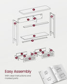 BOHO Console Table - Rattan Drawer Front - 2 Drawers - Open Shelf - Entryway or Living Room