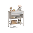 BOHO Console Table - With Charging Station - Rattan Drawer - Compact Storage