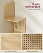 BOHO Corner Shelf - 5 Tiers - Wall-Mounted - PVC Rattan Sides - Space-Saving Design