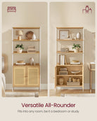 BOHO Tall Bookcase, Rattan Cabinet, Narrow/Wide, Open/Enclosed Storage