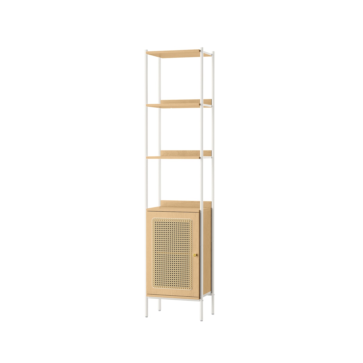 BOHO Tall Bookcase, Rattan Cabinet, Narrow/Wide, Open/Enclosed Storage