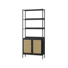BOHO Tall Bookcase, Rattan Cabinet, Narrow/Wide, Open/Enclosed Storage